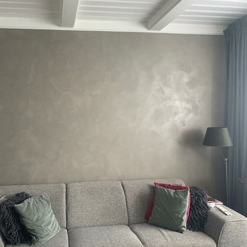 Katwijk - Stuc design / decoratieve wandafwerking in woonkamer